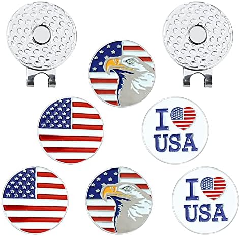 Eupboron Golf Marker Hat Clip, 8 Pack Magnetic Ball Marker Golf Accessories for Women Men Golfer Value Gift Red