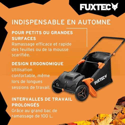 Fuxtec Ramasseur de Feuilles FX-LS52 - Largeur de Travail de 530 mm, Profondeur de Travail de 0-40mm, bac de ramassage d'environ 100L et Poids Net de 6,5 Kg – vue 5