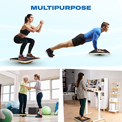 Infidez 360 Degree Rotation Anti-Slip Wooden Balance Board, Advanced Black Large Wobble Board For Balance And Core Training, Balancing Board For Under Desk, Stability And Portable Balance Board #TOP4