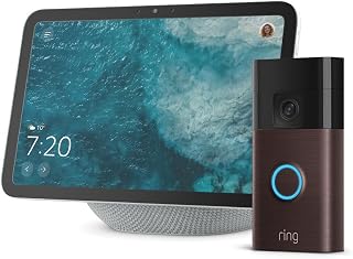 articulo Amazon Echo Show 8 (última generación), blanco + Ring videotimbre con batería (Battery Video Doorbell) (2024), bronce veneciano