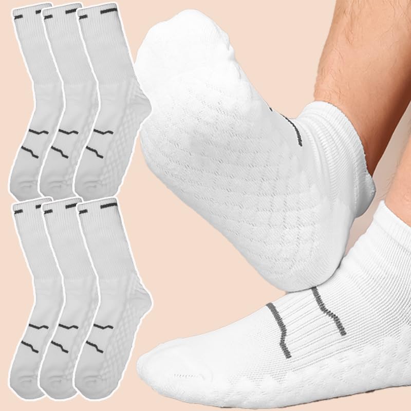3Pairs Men's Simple Style Socks,Sweat-Absorbent Non-slip Sport Sock,For Outdoor Fitness Marathon