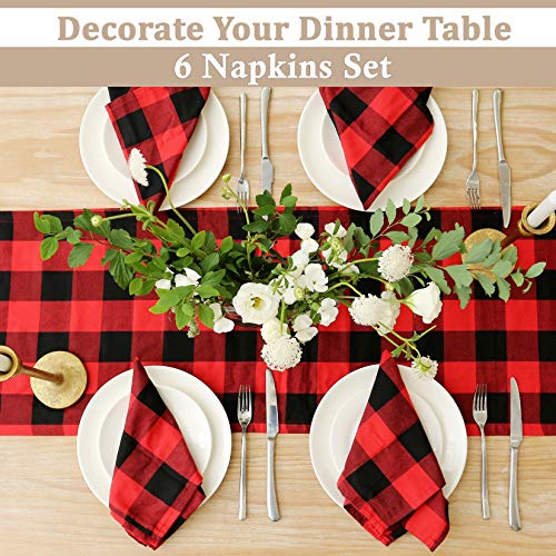 6 Buffalo Check Oversized Napkins (17X17 Inches) For Everyday Place Settings, Rustic Farmhouse Decor, Holidays, Family Dinners And Bbq's (Red Buffalo Check Plaid) #TOP2