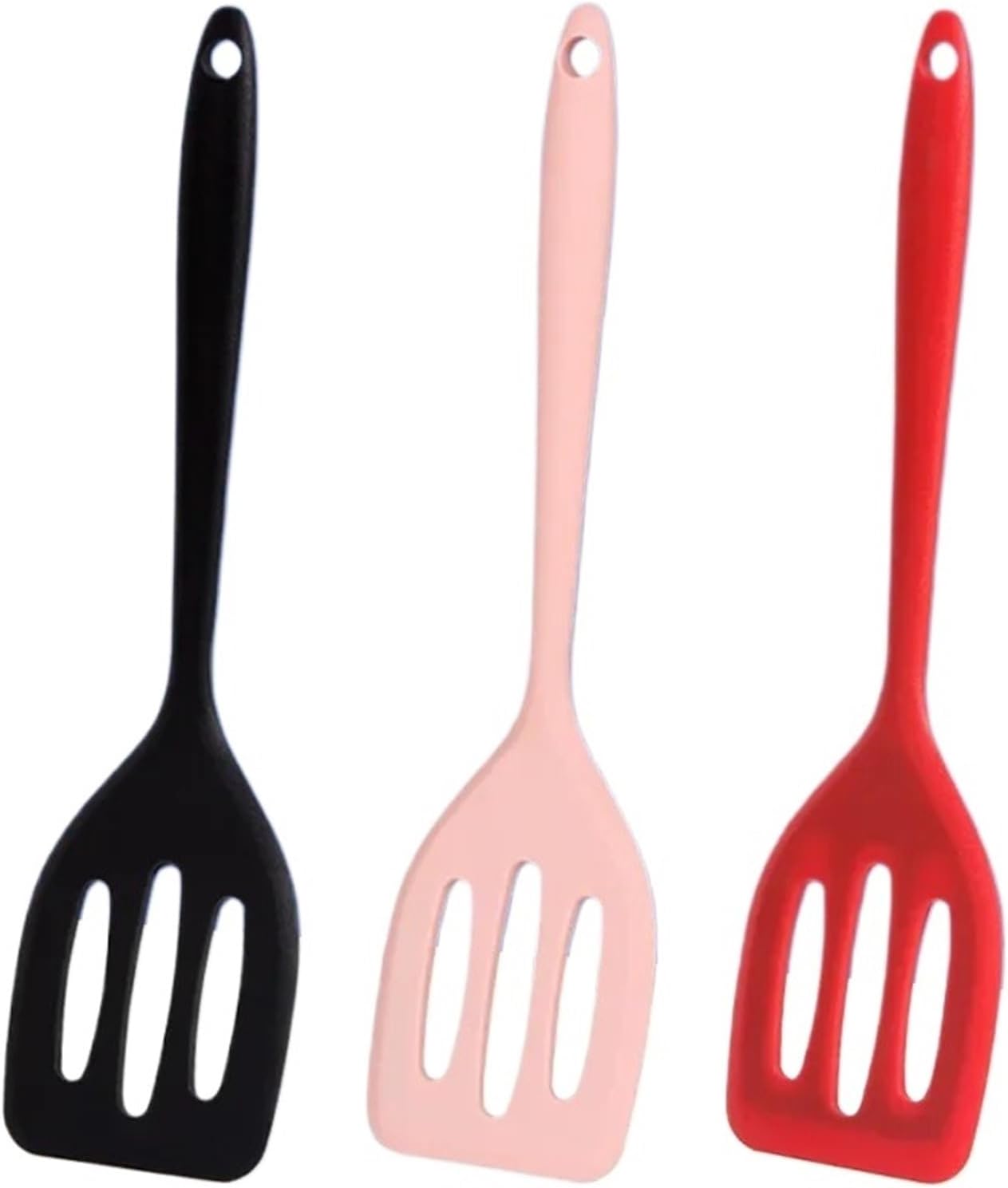 Silicone Spatula Egg Fish Frying PanScoop Fried Shovel Slotted Turners Kitchen Tools Non-Stick Cookware Cooking Utensils(Red-1)