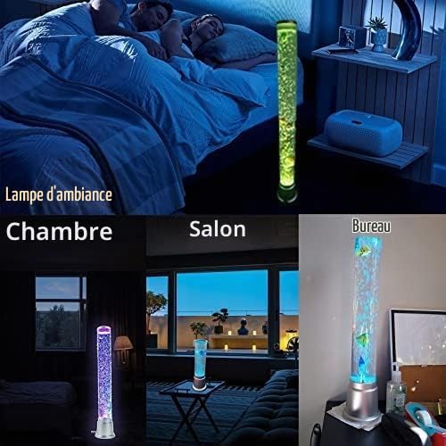 Lampe Sol Poisson Bulles 1M Faux Tube d'Eau LED 7 Couleurs Veilleuse Ambiance USB Cadeau Enfants Adultes TDAH Autisme