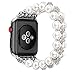 LUONE Kette Uhr Uhrenarmbänder, Kompatibel Mit Apfel Uhr Perle Ersatz-Armband Verwendbar Für Apple 4/5 Generation Achat Armband Schmuck,Weiß,38mm