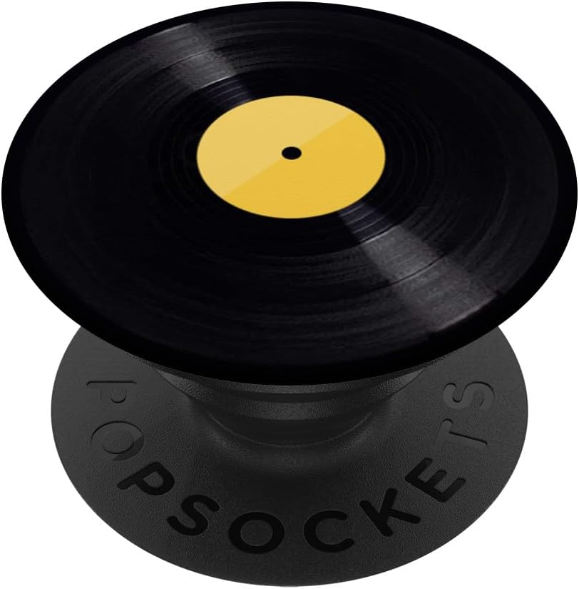 Grip Vinyl Record Yellow Black Design. Disc Grip PopSockets PopGrip for MagSafe