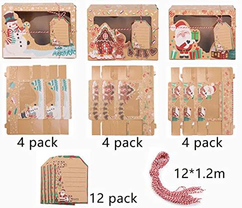 OTMVicor Vicor Christmas Cookie Boxes,12pcs Christmas Wrapping boxes,Bakery Boxes for Holiday Xmas wrapping gifts