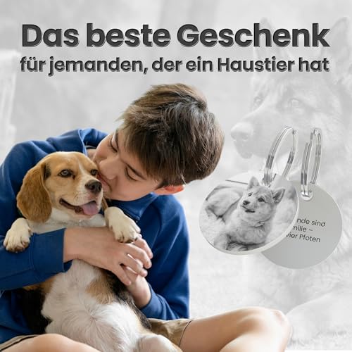 Meinearmbänder Personalisierter Haustier Schlüsselanhänger mit Foto | Individueller Hunde- & Katzenanhänger | Gravur Schlüsselanhänger mit Bild & Text | Einzigartiges Geschenk für Tierliebhaber (1)
