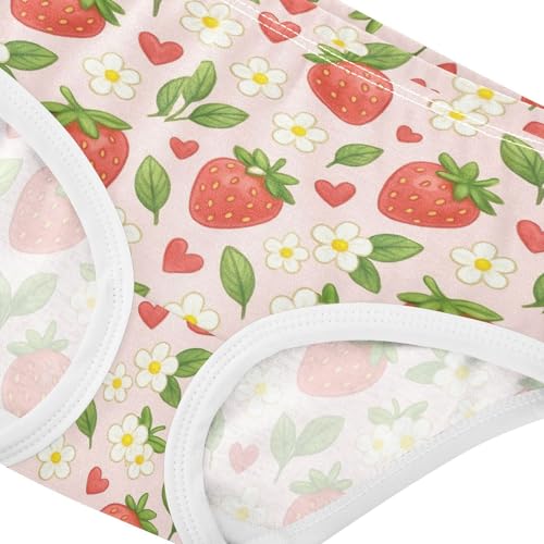 Joisal Cotton Toddler Underwear Floral Cute Strawberries Pink Cartoon Cute Panties Girl Stylish Briefs Kids Undies 2t4