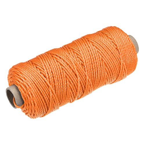 sourcing map Torcida Albañil Línea Nylon Cordel Cuerda Cordón Naranja 100M/109 Yardas 2mm Diámetro para Redes, Paisajismo, Hogar Mejora, Bricolaje Proyecto, Artesanía, Albañilería