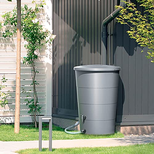 Baril d'eau de pluie 160L pour éviter le gaspillage d'eau avec ce bac anthracite lisse