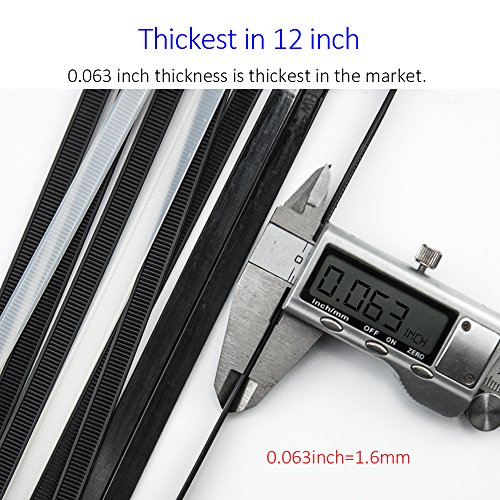 Cable Zip Ties Heavy Duty 12 Inch, Ultra Strong Plastic Wire Ties With 120 Pounds Tensile Strength, 100 Pieces, Nylon Tie Wraps With 0.3 Inch Width In Black & White, Indoor And Outdoor Uv Resistant #TOP3