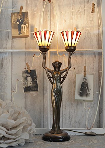 Tischlampe Jugendstil Tiffany Schirme Leuchte Frauenskulptur Lampe Palazzo Exklusiv - 3