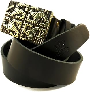 Leather belt with brass Forged Sun buckle, handmade ethnic, blacksmith, eternity and solar symbol solid brass belt buckle, Pagan buckle