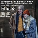 Beanie with Light for Men 2 Pack, Hat with Light Built in Rechargeable Winter Warm Knitted Headlamp Caps, Gift for Men Dads Husband Led Beanie Hats with Light(Black&Light Gray) - Image 7