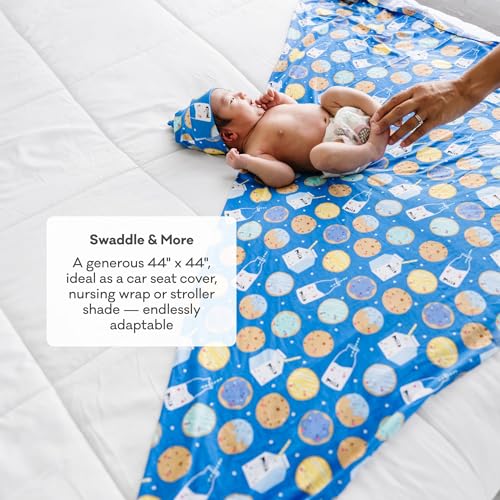 Image of Little Sleepies Swaddle & Hat Set, Baby Swaddles Newborns, Soft Viscose from Bamboo Swaddle Blanket Wrap (Shark Soiree)