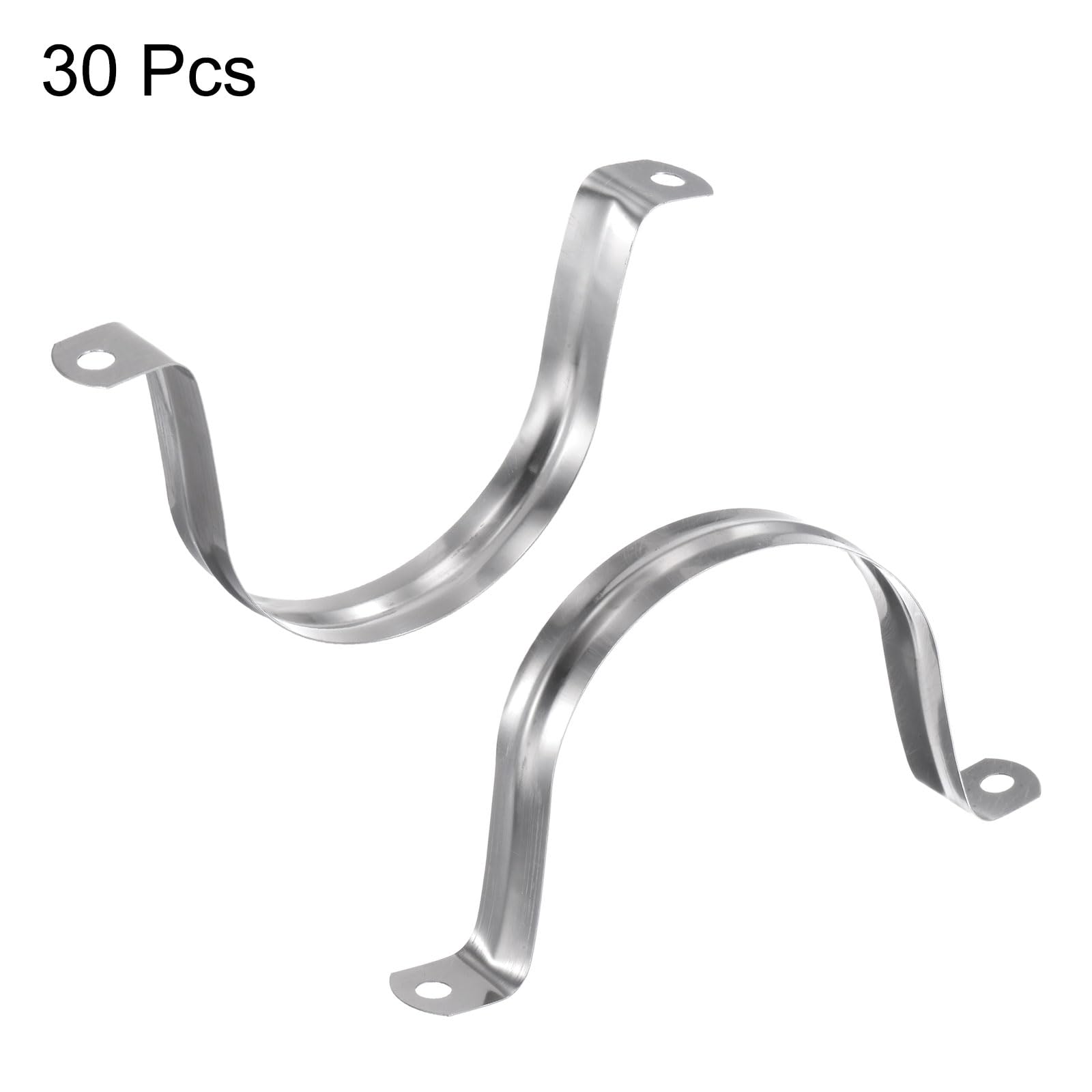 sourcing map 30pcs 3 Inch 75mm Conduit Clamps, M75 U Tube Pipe Clamp, Stainless Steel Rigid Pipe Strap, U Shaped Bracket with Two Hole for Pipe Tube Hose Wire Cord Fixing - Image 3