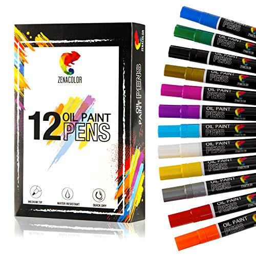 12 Paint Pens for Rock Painting, Wood, Metal, Plastic, Canvas, Tire, Rocks