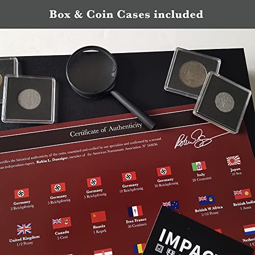 IMPACTO COLECCIONABLES 40 authentische Münzen aus dem Zweiten Weltkrieg - Alliierte und Achsenmächte. Luxus-Kollektion
