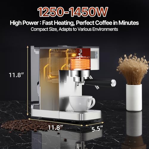 Aptliton Espresso Machine, 15Bar Barista Pump Espresso Coffee Maker with Milk Frother for Lattes and Cappuccino, 1.4L Water Tank, One-Touch Operation, LED Display, Compact for Home and Office Use - Image 5