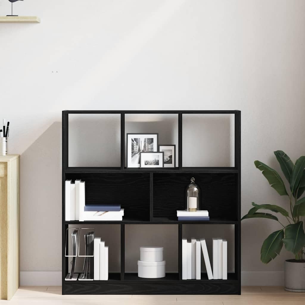 Generisch Bücherregal Schwarz Eichen-Optik 97,5x29,5x100 cm Holzwerkstoff,Möbel,Regalsysteme,Bücherregale Bücherschränke-862403