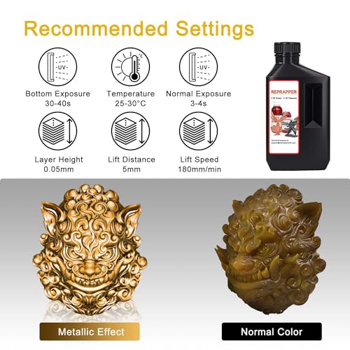 Image of RepRapper MetalShift 3D Printer Resin 405nm Fast UV-Curing Color Change Standard Photopolymer 3D Printing Resin with MetallicShine for LCD Printer, Wine Red /Brass /Silver 3 * 1000g