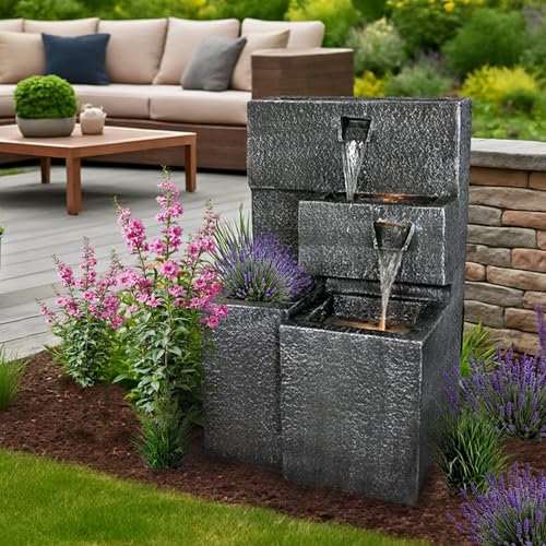 Springbrunnen Garten Arnusa Grada bepflanzbar mit LED Beleuchtung