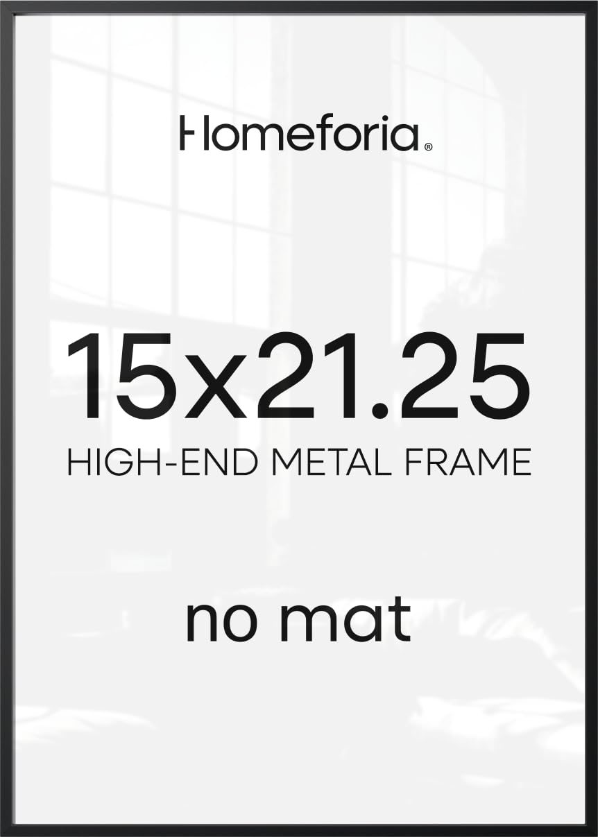 Homeforia 15x21.25 Black Puzzle Picture Frame, High-End Metal, Glass | High End Aluminum, Tempered Glass, 15x21.25 in Edge-to-Edge Display 21.25x15, Wall Kit, Set Of 1