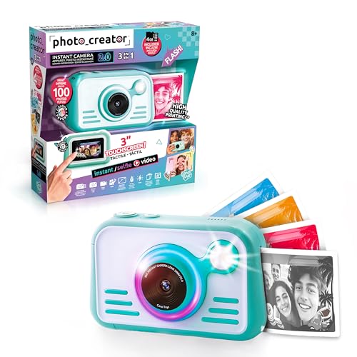 Photo Creator Instant Print Camera 2.0 scatta foto e stampa istantaneamente Non necessita di inchiostro touchscreen flash e luce anulare. Carta di qualità fotografica