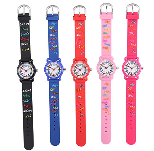 Image of Jewtme Cute Toddler Children Kids Watches Ages 3-8 Analog Time Teacher 3D Silicone Band Cartoon Watch for Little Girls Boys