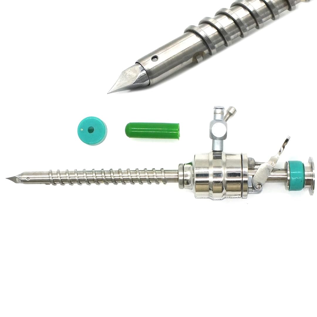 ADDLER Laparoscopic Spiral Trocar with Cannula (10mm) - Professional Surgical Instrument for Safe and Accurate Insertion. Qty-1.