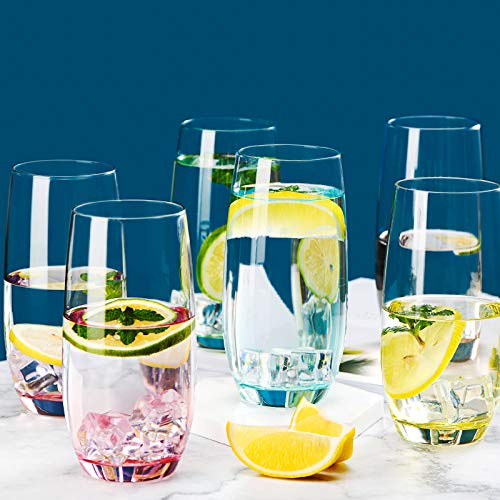 CUKBLESS Colored Highball Glasses Set of 6 [19 Oz] Cocktails Glass - Tall Drinking Glass Cups with Heavy Base - Tumblers For Water, Juice, Beer, and Collins Cups) - Thumbnail 6
