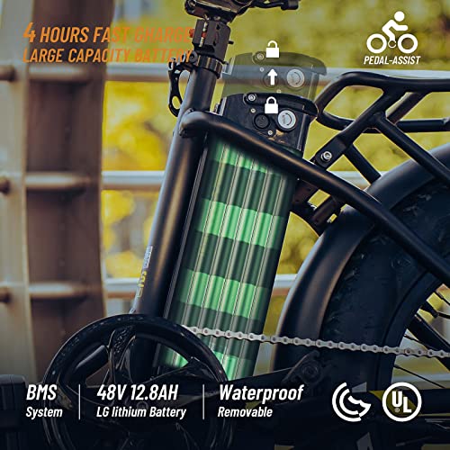 Gogoal Folding Electric Bike For Adults Ebike 750W 48V Fat Tire Pedal Assist Long Range Foldable Electric Bike 7-Speed Shifter 5 Mode Lcd Control Ul Certified #TOP3