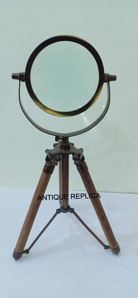 Vintage Maritime Nautical Magnifying Glass With Stand, Antique Bronze, Dia 4 Inches