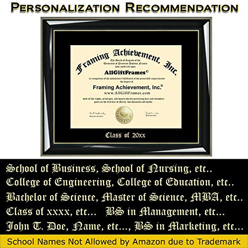 Custom Certificate Holder Personalized Emboss School Graduation Frames Diploma College Majestic Black Gold Accents Matted License Case College Degree