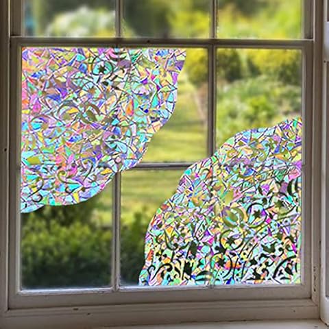ChicSkin Anti-Collision Rainbow Suncatcher Stickers Window Clings, Reusable Self Adhesive Vinyl Window Decals for Glass Window Home Decor, Lace Corner Arch Suncatcher Sticker 11.02"X19.69" Cover