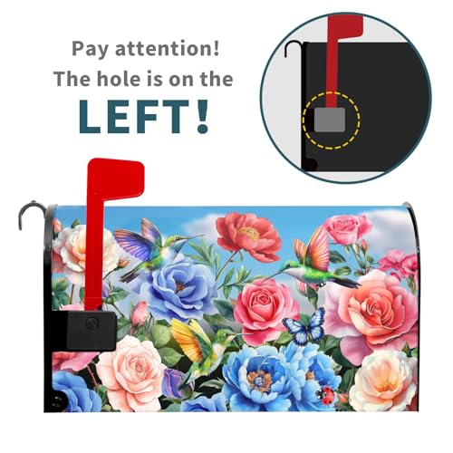 Image of Floral Mailbox Cover Magnetic Standard Size 21x25.5 Inch Spring Butterfly Flower Wildflowers Decoration Outdoor Garden Home Yard