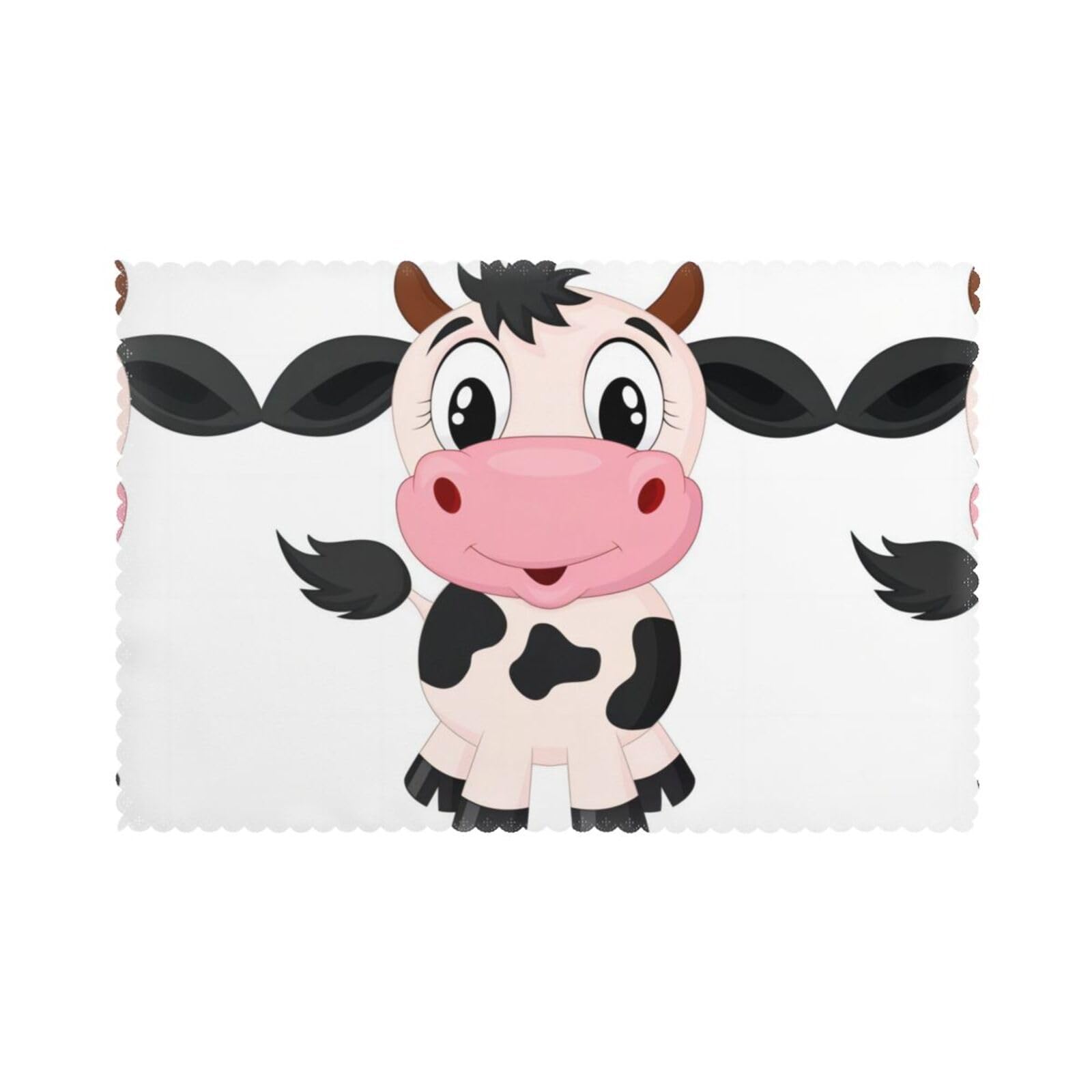 YYHWHJDE Cartoon Milk Cow Prints Placemats Set of 6 12x18in - Elevate Every Meal with Durable & Customizable Table Layers