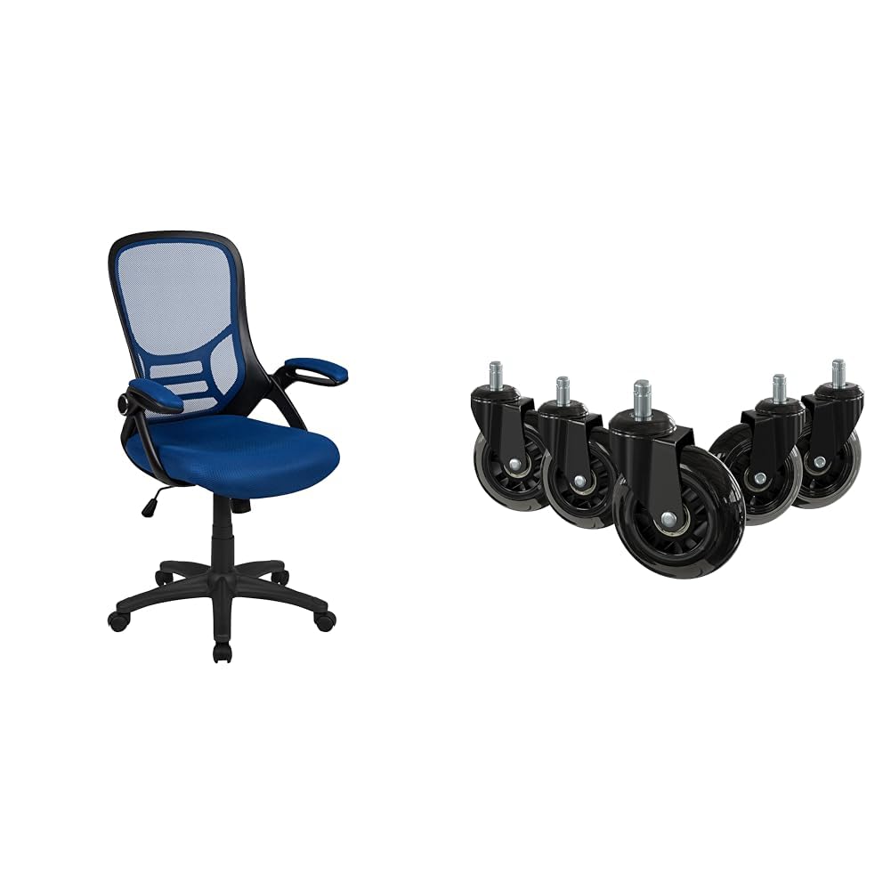 Flash Furniture Porter High-Back Office Chair Bundle with 5 Transparent Polyurethane Replacement Wheels