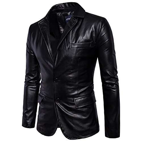 Mens Blazer Moto Jacket Faux Leather Motorcycle Biker Jacket Coat Buttoned Classic Collar Keep Warm Autumn Winter2