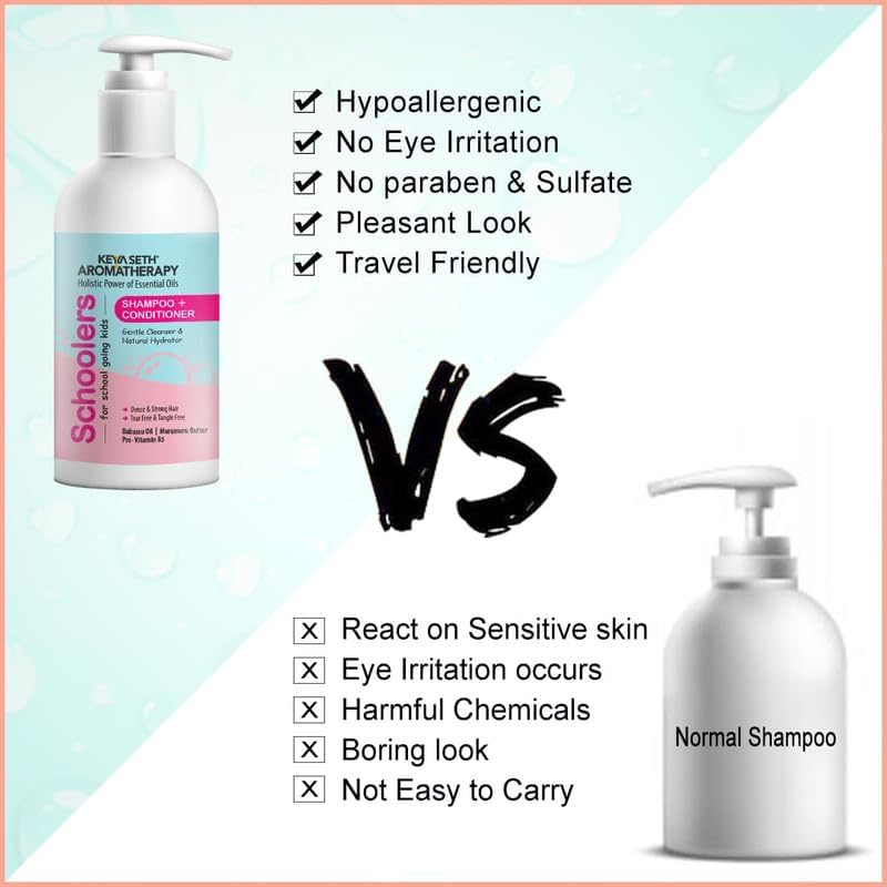 KEYA SETH AROMATHERAPY, DEVICE OF DROP Schoolers Shampoo Conditioner With No Harmful Chemical For Soft & Tangle Free Hair Hypoallergenic No Parabens No Sulphates 300Ml.