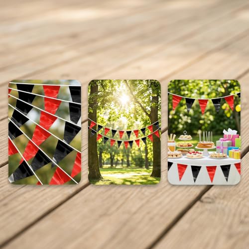 Image of 32.8FT Red Black Glitter Triangle Pennant Banner Flag Metallic Bunting Outdoor Garland for Christmas Graduation Bachelorette Anniversary Engagement Wedding Anniversary Casino Party Decorations Decor