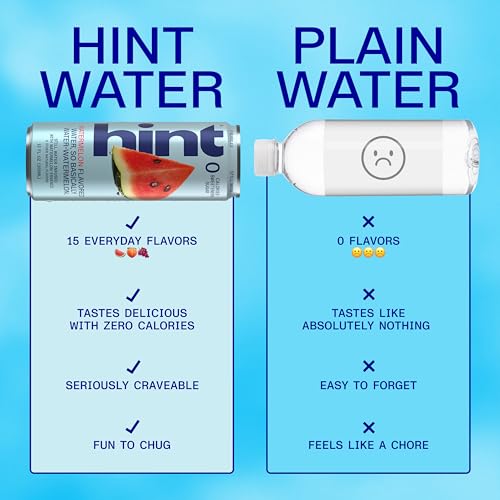 Image of Hint Canned Water Zero Sugar 0 Calories - Watermelon (12 pack) | Crisp, refreshing water, fruit flavors. 0 calories, 0 sugar, 0 sweeteners. Hydration for wellness. Gluten-free, Kosher, Vegan