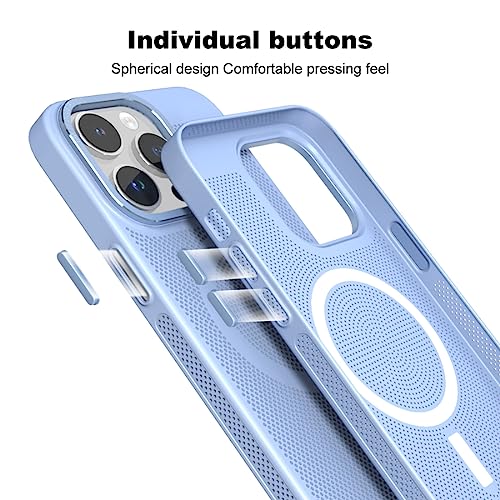 Image of Mesh Series PC Protective Case For iPhone 14 /13 (6.1-Inch), Ultra Thin Structure, Metal Buttons And Camera Ring, Full Body Protection With Magsafe Compatibility (Sky Blue)