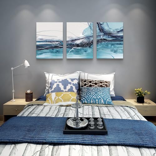 DZRWUBHS Canvas Wall Art For Living Room Modern Wall Decor For Bedroom Office Wall Decorations Painting 3 Piece Framed Canvas Art Prints Ready to Hang Inspirational Abstract Ink Pictures Home Decor