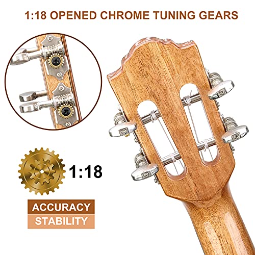 Image of Concert Ukulele 23 inch UKS-2, 4 Strings Ukeleles For Beginners, Sapele Hawaiian Ukele with Ukulele Case and Ukele String Set (Koa Glossy)