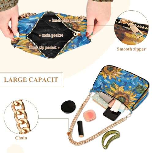 Image of Shoulder Bags for Women Flower Floral Hobo Tote Handbag Small Clutch Purse with Zipper Closure
