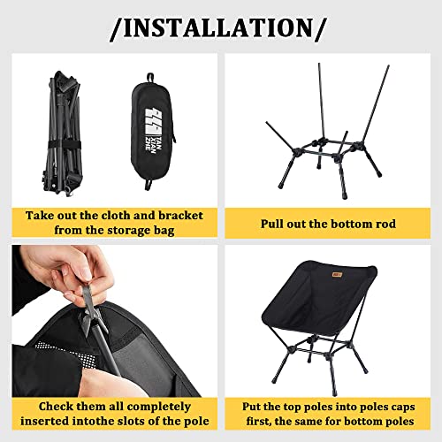 Lightweight Adjustable Camping Chair For Adults, Low Back Folding Portable Compact Outdoor Chair With Carry Bag Lawn Chair Use For Beach Garden Picnic Fishing Backpacking Hiking Travel(Black) #TOP2