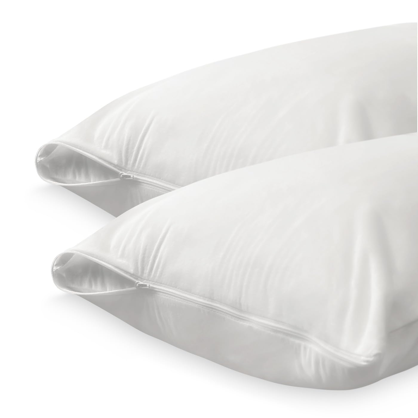 Duérmete Online - Pack of 2 Protective Pillow Case with Zip, Waterproof and Breathable, Soft Touch, Natural Cotton Fabric, Anti-Dust Mite and Anti-Bacteria, White, 70 x 40 cm