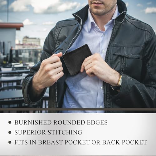 Tony Perotti Men's Italian Leather Bifold Wallet With ID Window Flap, Card Holders, Pockets - Eco-Friendly Vegetable-Tanned Full Grain Leather Wallet Made in Italy4